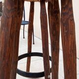 Pair of high vintage brutalist bar stools