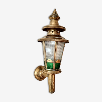 Moroccan lantern wall lamp in brass, glass and colored stained glass windows
