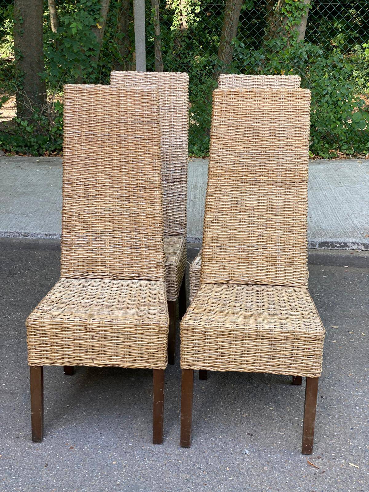 4 dining chairs in natural woven rattan Rotin-Design France