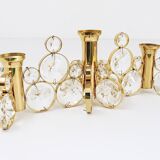 5 Palwa Style Candle Holders by Gaetano Sciolari in Brass and Crystal, 1970s