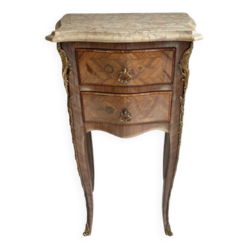 Louis XV style bedside table in marquetry with a top m