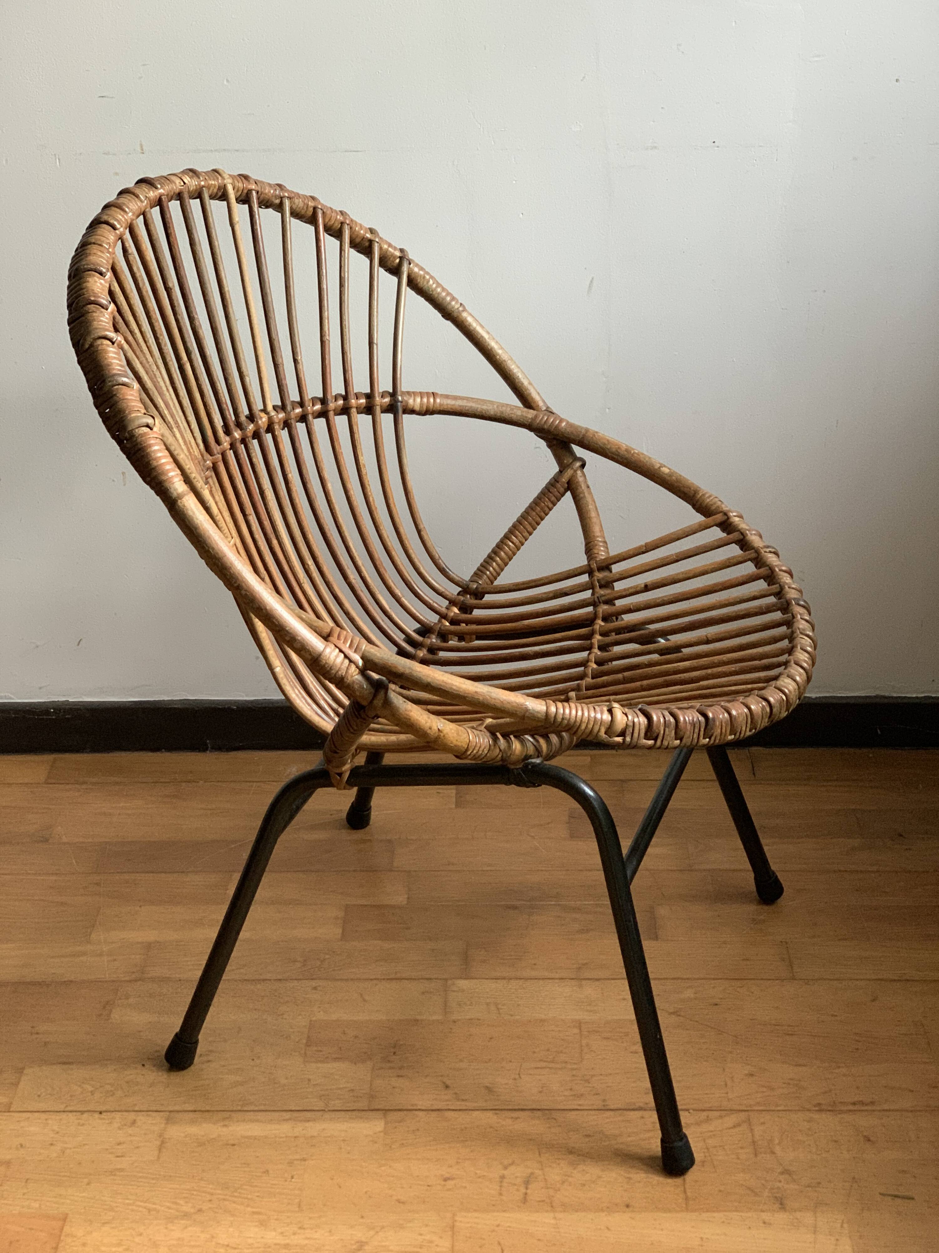Basket rattan armchair