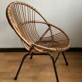 Basket rattan armchair