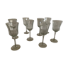 Set de 8 verres à vin ou eau forme octogonal en verre vintage année 70