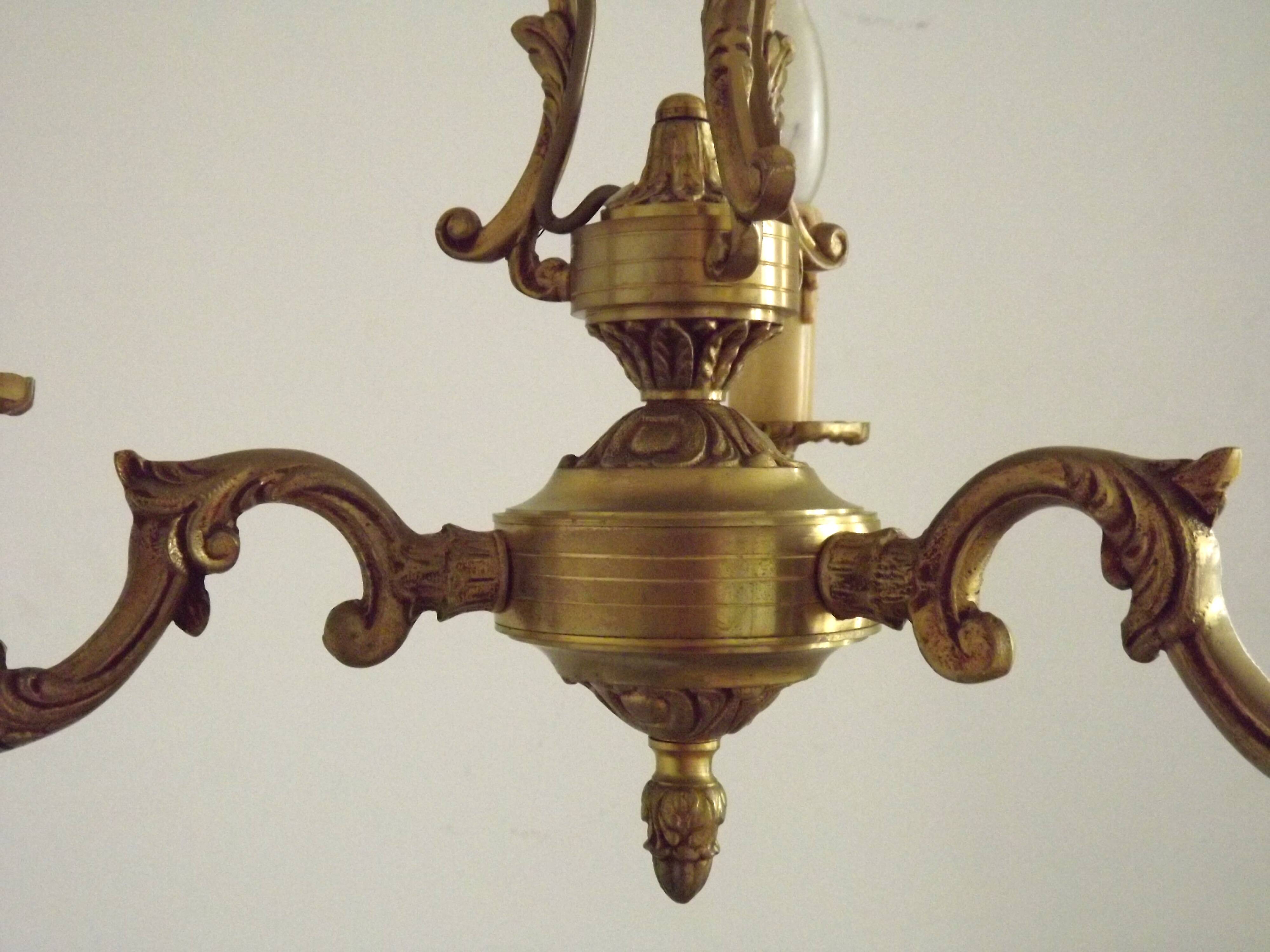 French Art Nouveau Bronze 3 Light Acanthus Detail Cage Candlestick 5476