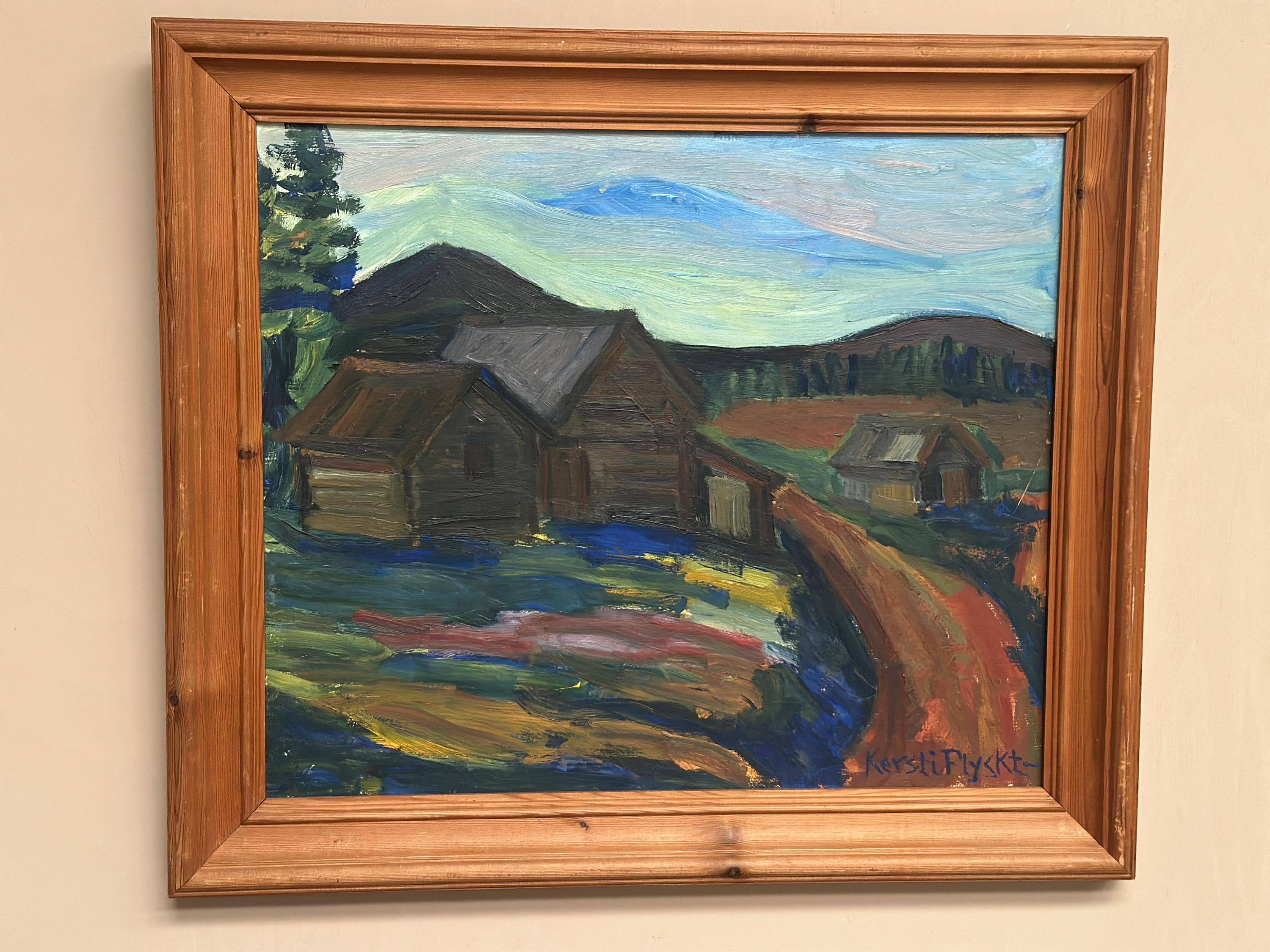 Original Swedish Oil on Panel – “Mountain Landscape” by Kersti Flyckt