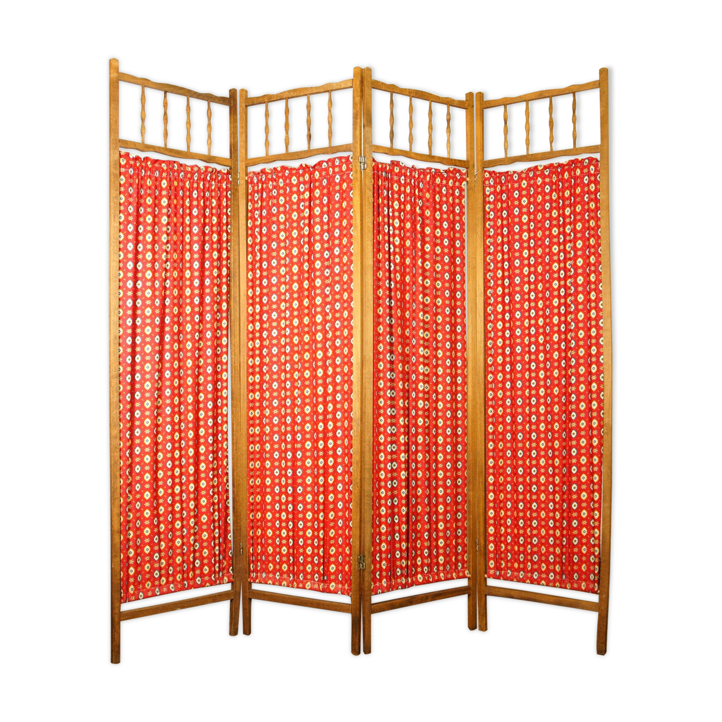 Wood screen - vintage fabric