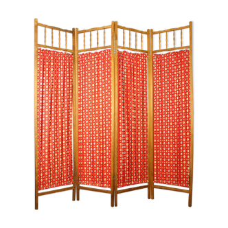 Wood screen - vintage fabric