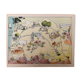 Old illustrated map of the Basque Country Gascony Béarn- JP Pinchon