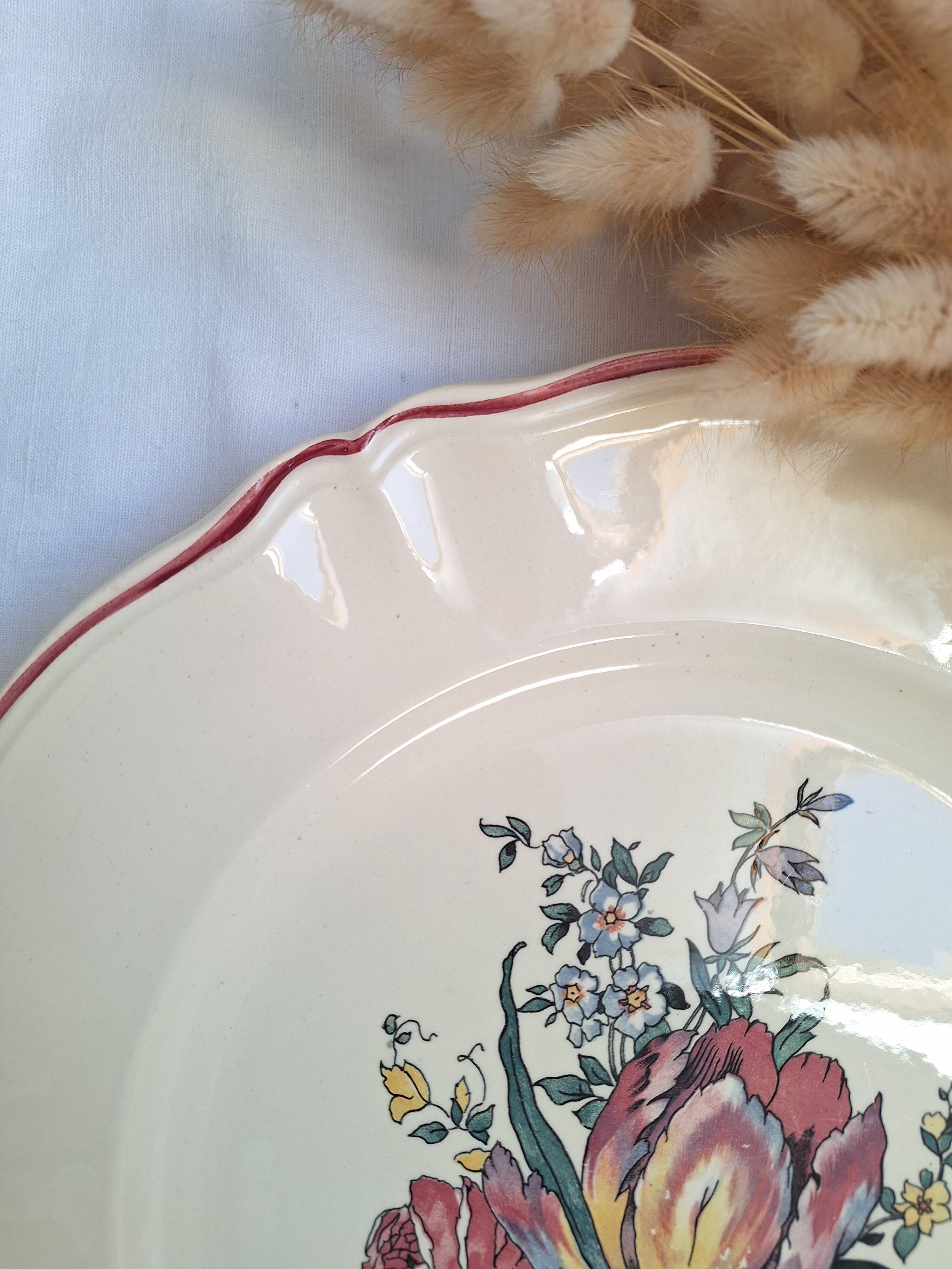 Large round dish Digoin Sarreguemines Model Lorraine