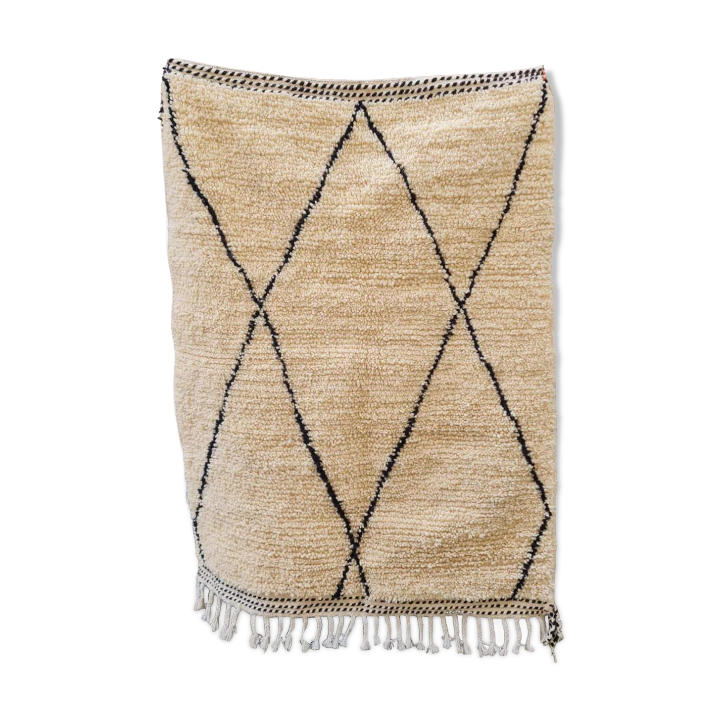 Berber wool carpet with black diamond 110x140cm