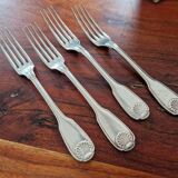 Christofle, Paris - Set of 4 dessert forks - Vendôme model (Louis XIV style) - in metal