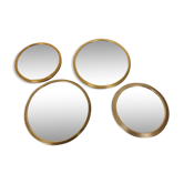 Set de 4 miroirs ronds cerclage doré 29cm