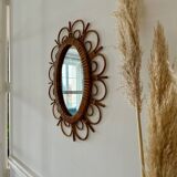 Oval rattan mirror