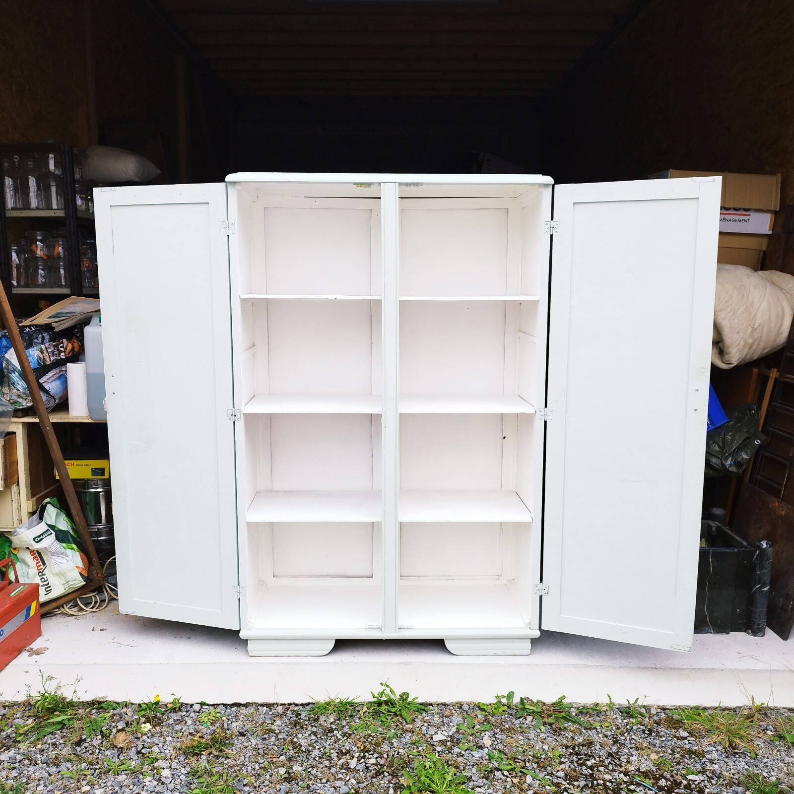 Vintage wardrobe boarding wood painted