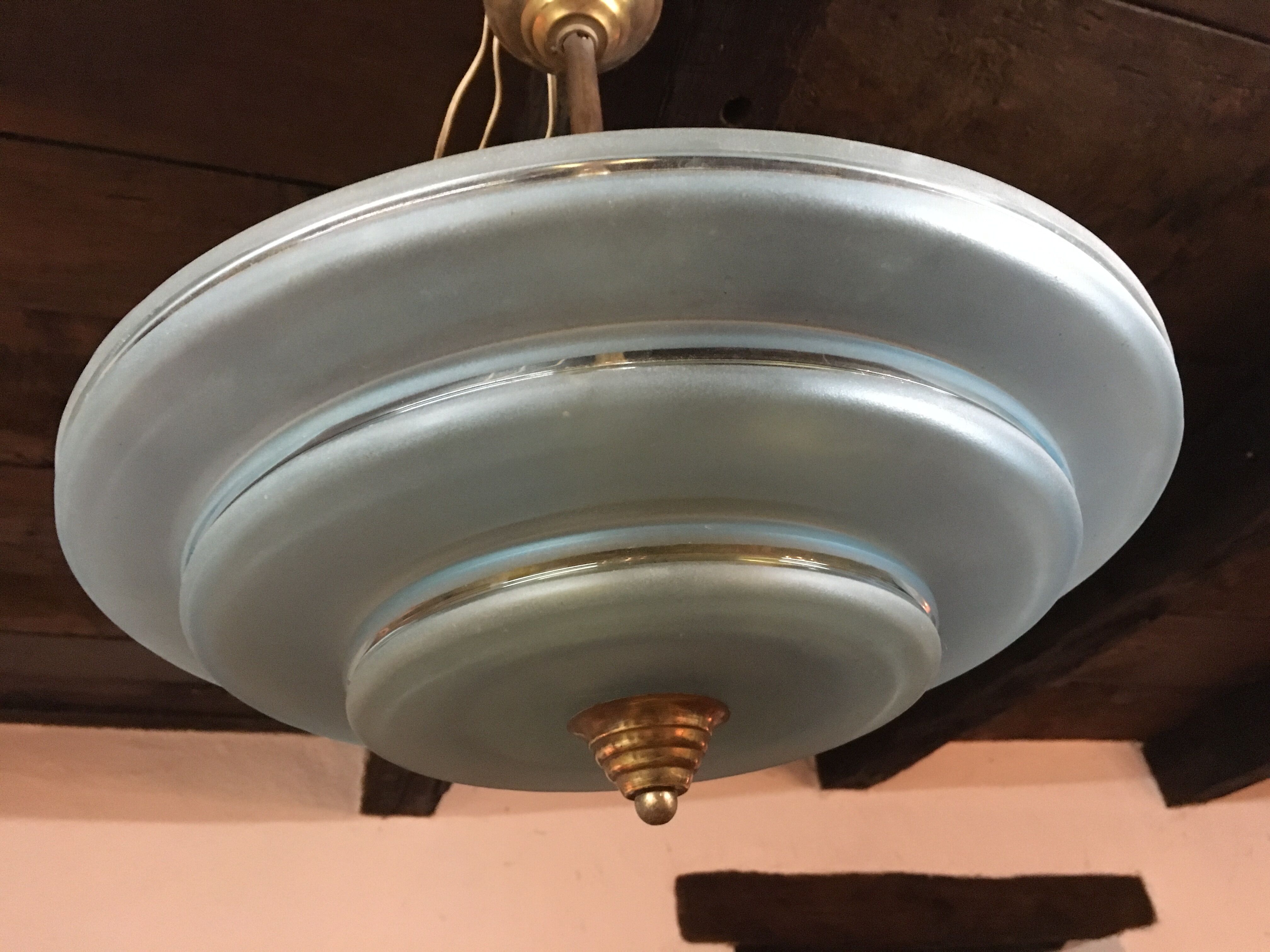 Art Deco pendant lamp in glass period 1930 1940