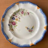 6 grandes assiettes plates anciennes en faïence de LONGCHAMP