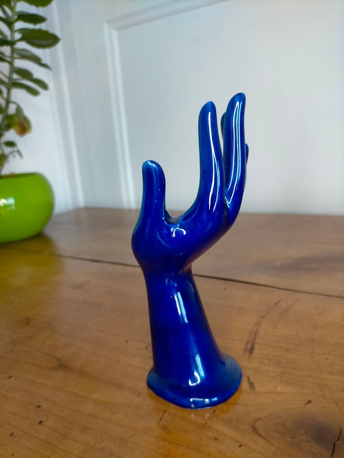 Hand navy blue ceramic vase