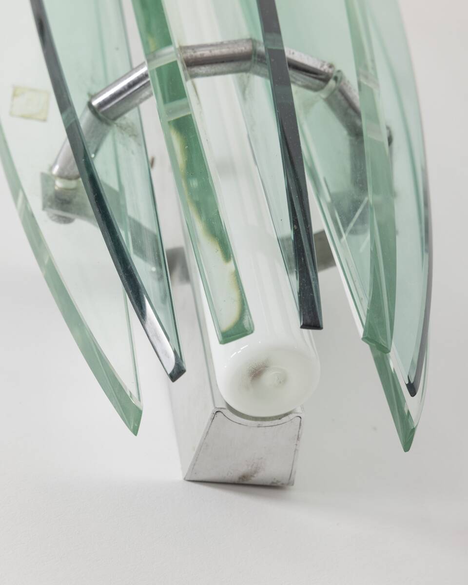 Vintage 70s metal and glass wall lamp design Veca