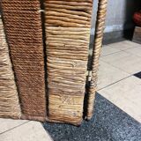 Vintage screen in straw and braided rope