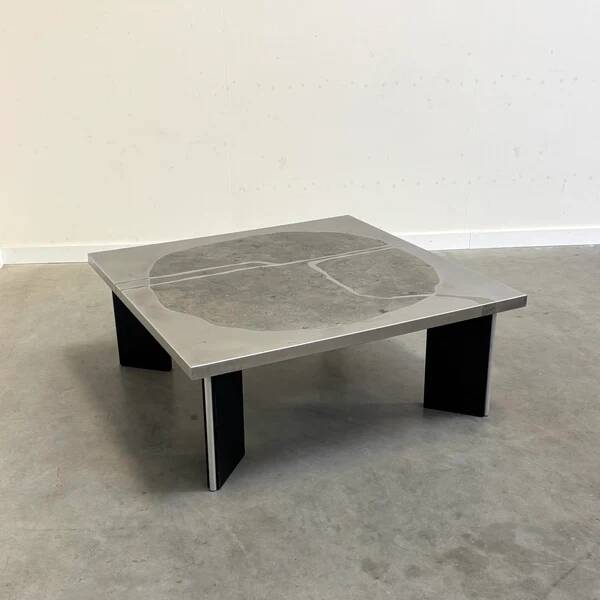 Heinz Lilienthal etched stainless steel coffee table, 1970s