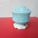 Plafonnier en verre de Clichy bleu moucheté