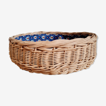Vintage rattan basket interior liberty fabric