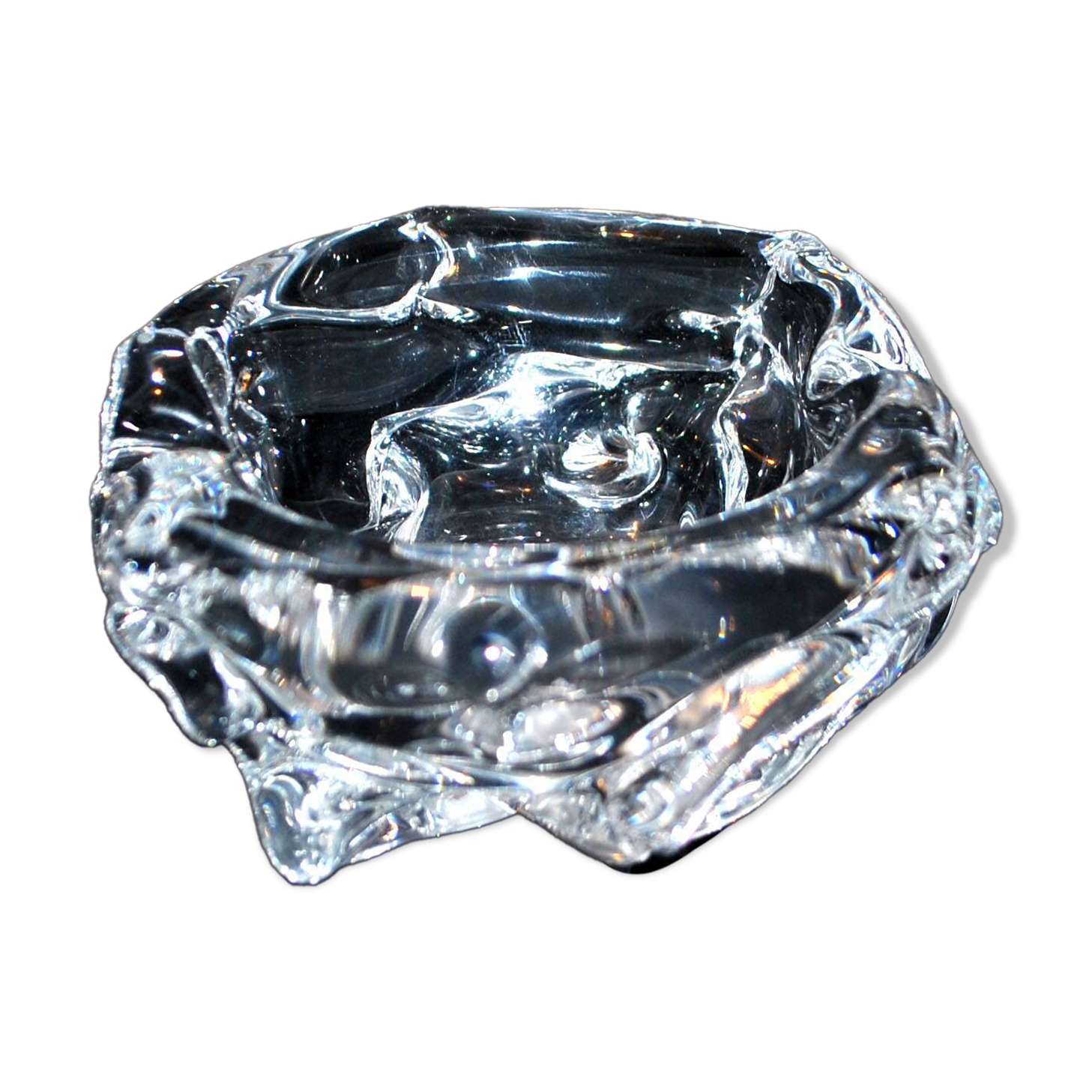 Ashtray in blown crystal DAUM France DESIGN Modernist 1960