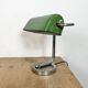Vintage Green Enamel Banker Lamp, 1950s