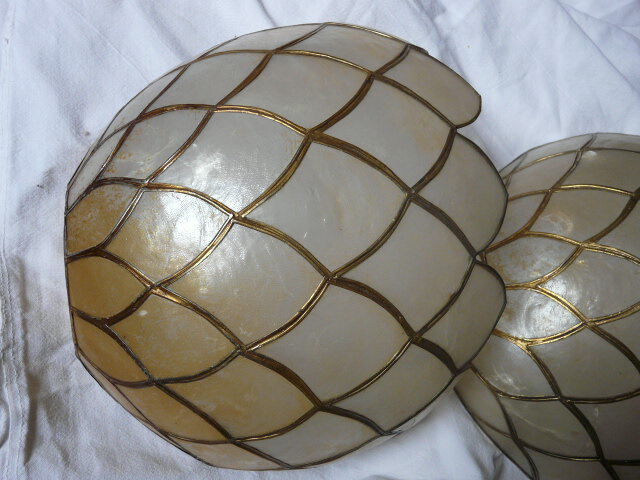 Set of 2 mother-of-pearl wall lamps, 1970s