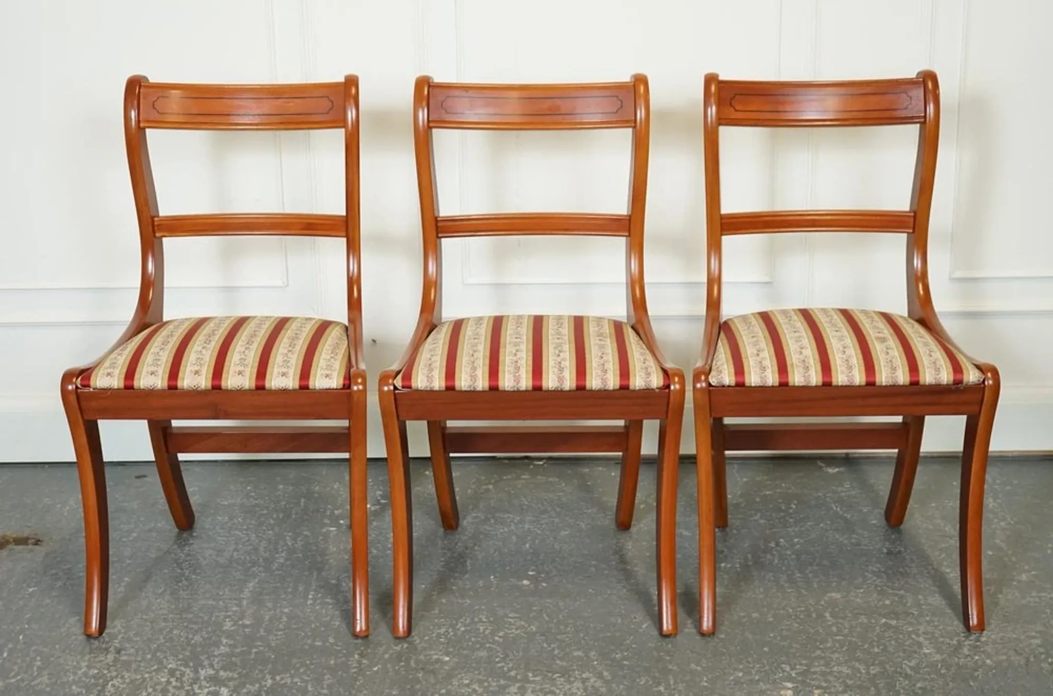 Vintage Yew Wood Dining Chairs, Set of 8