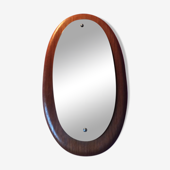 Scandinavian mirror oval teak 60s
