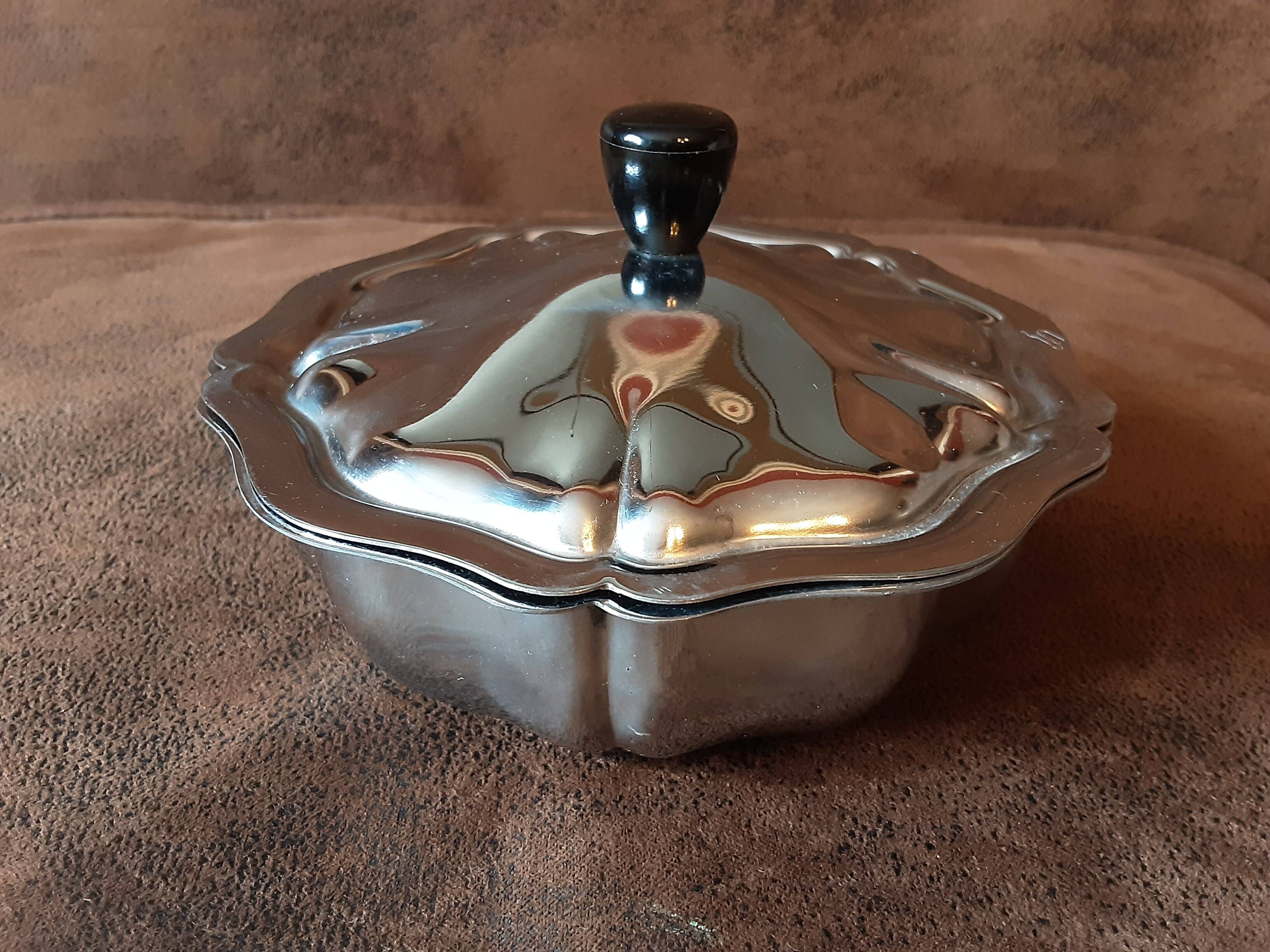 Vintage stainless steel sugar bowl