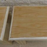2 bedside tables or modern sofa ends on casters