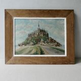 Oil painting on cardboard, Mont Saint Michel 1940s