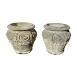 Pair of Medici pot caches in reconstituted stone