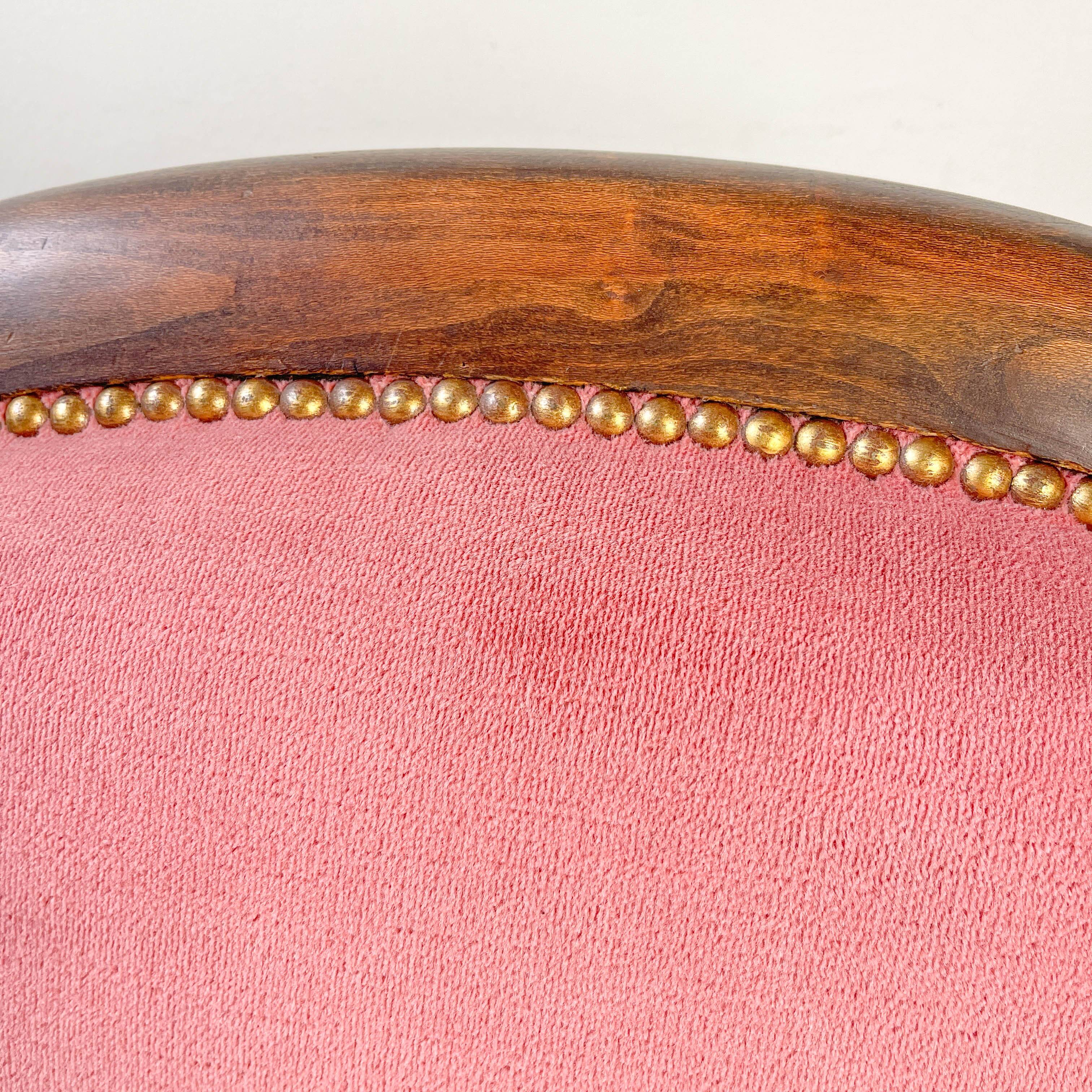 Louis Philippe armchair in pink velvet