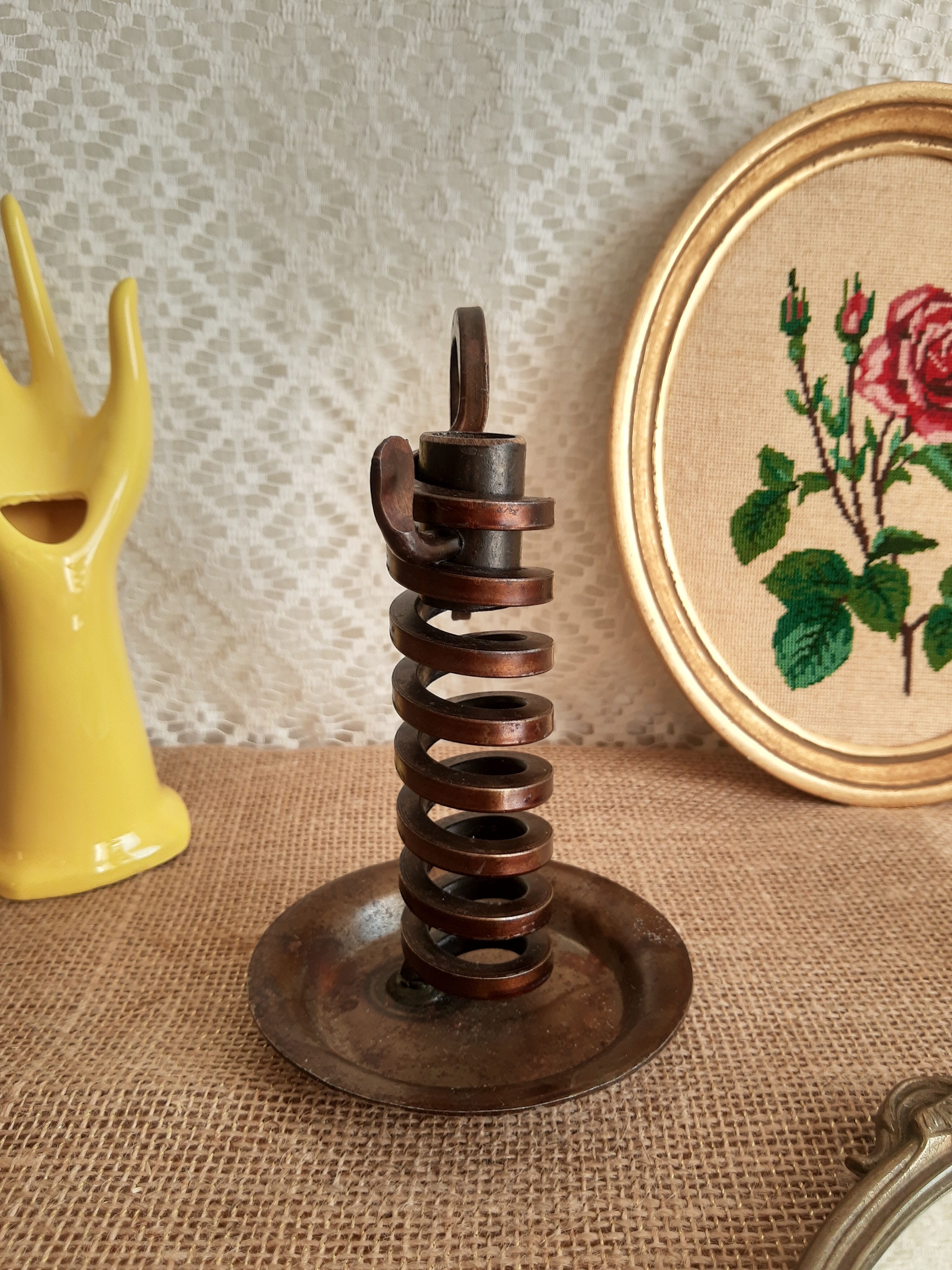 Spiral cellar rat candle holder - vintage