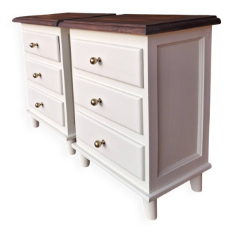 Mesitas de nuit restaurées – Style Mid Century Modern (Blanc cassé)