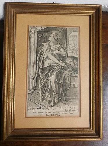 Philip Galle (1537-1612) "Lucretia" Engraving Burin