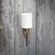 Brass wall light, black lacquered metal and white opal glass, 50s.