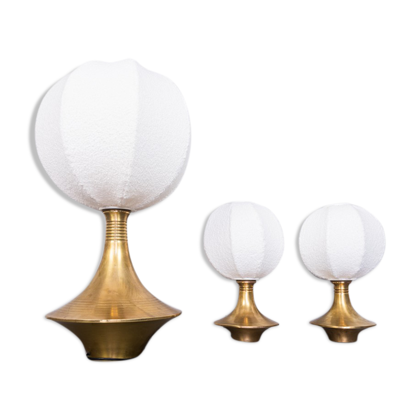 Set of 3 modern vintage lamps in 70s Lamperti brass