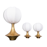 Set of 3 modern vintage lamps in 70s Lamperti brass