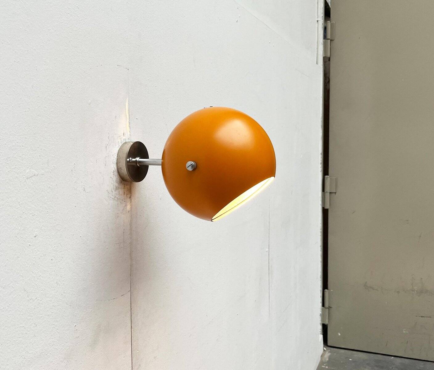 Mid-century Danish space age yellow ball wall lamps by Louis Poulsen, 1960s, set of 3.