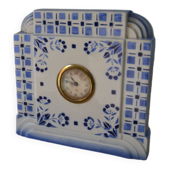 horloge de table céramique bleue