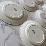 Set of 6 iron earth flat plates with stamped blue patterns