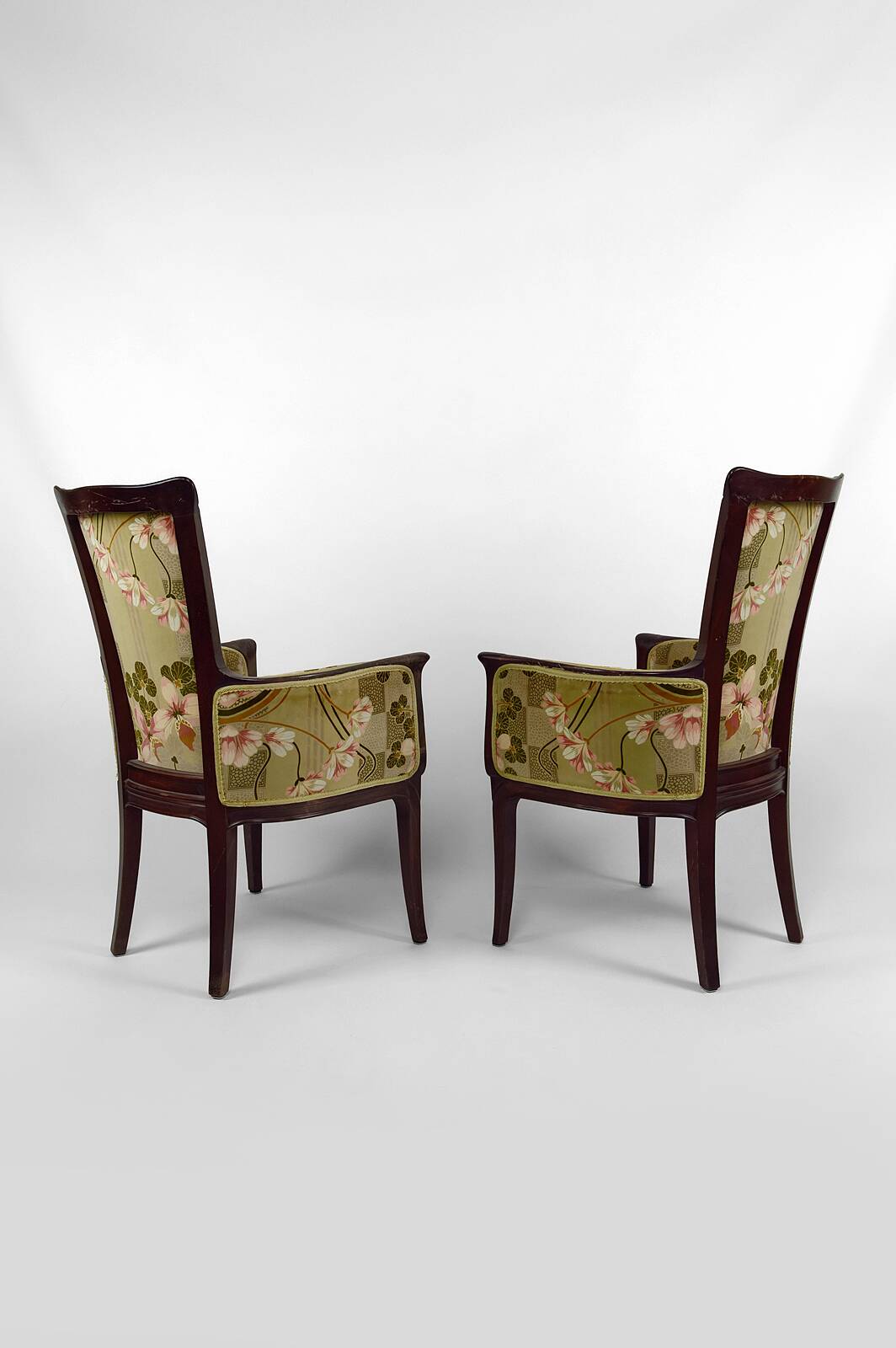 Art Nouveau living room 3 elements, 2 armchairs and 1 chair, France, Circa 1900
