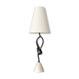 Sculptural lamp in metal and stone