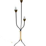 Lampadaire métal et corde années 1950