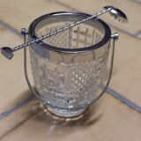 Oberglass ice bucket and spoon